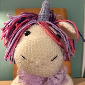 Handmade Crochet Unicorn Plush | Amigurumi Stuffed Animal | Purple Pink Mane